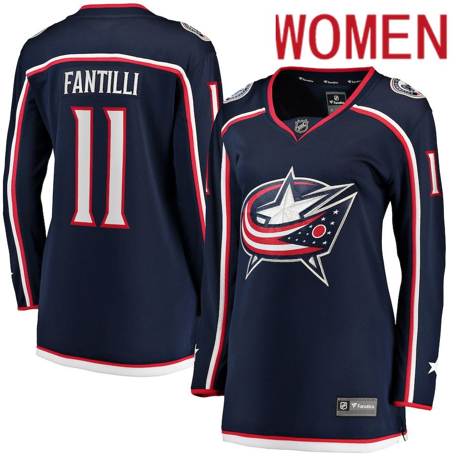 Women Columbus Blue Jackets #11 Adam Fantilli Fanatics Branded Navy Home Breakaway Player NHL Jersey->boston bruins->NHL Jersey